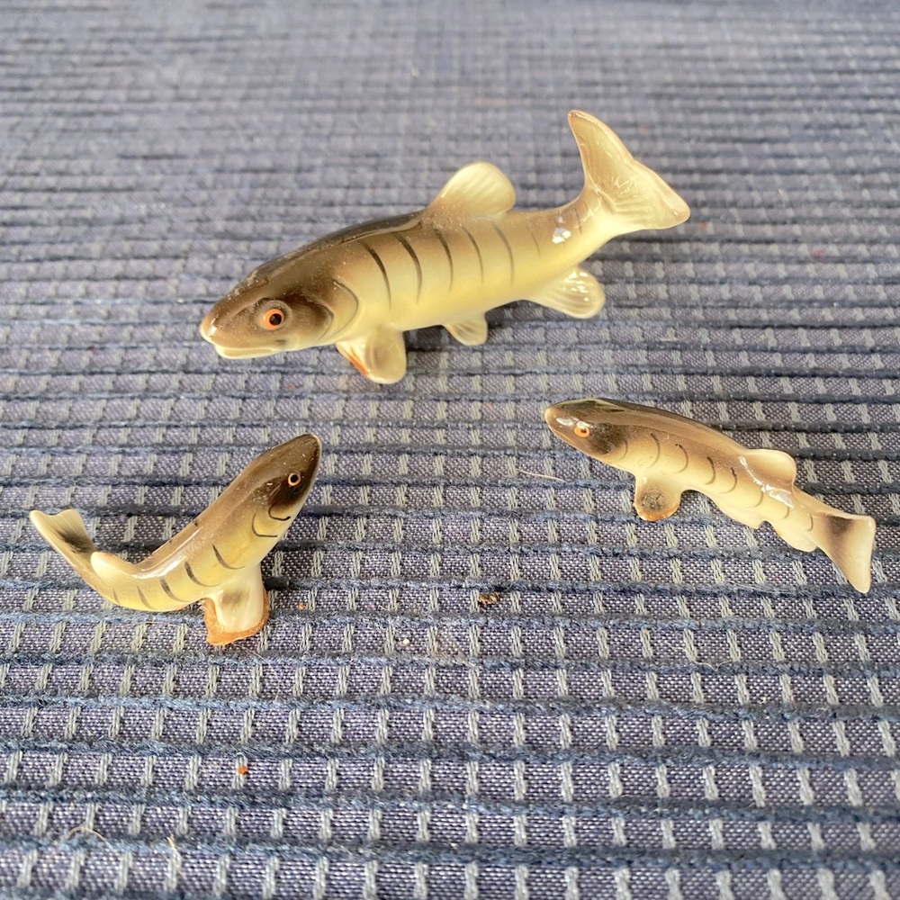 Set of 3 Vintage Miniature Hand-Painted Porcelain Fish